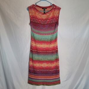 Lauren Ralph Lauren Rainbow Indian Tribal Linen Cotton Sleeveless Dress Size M